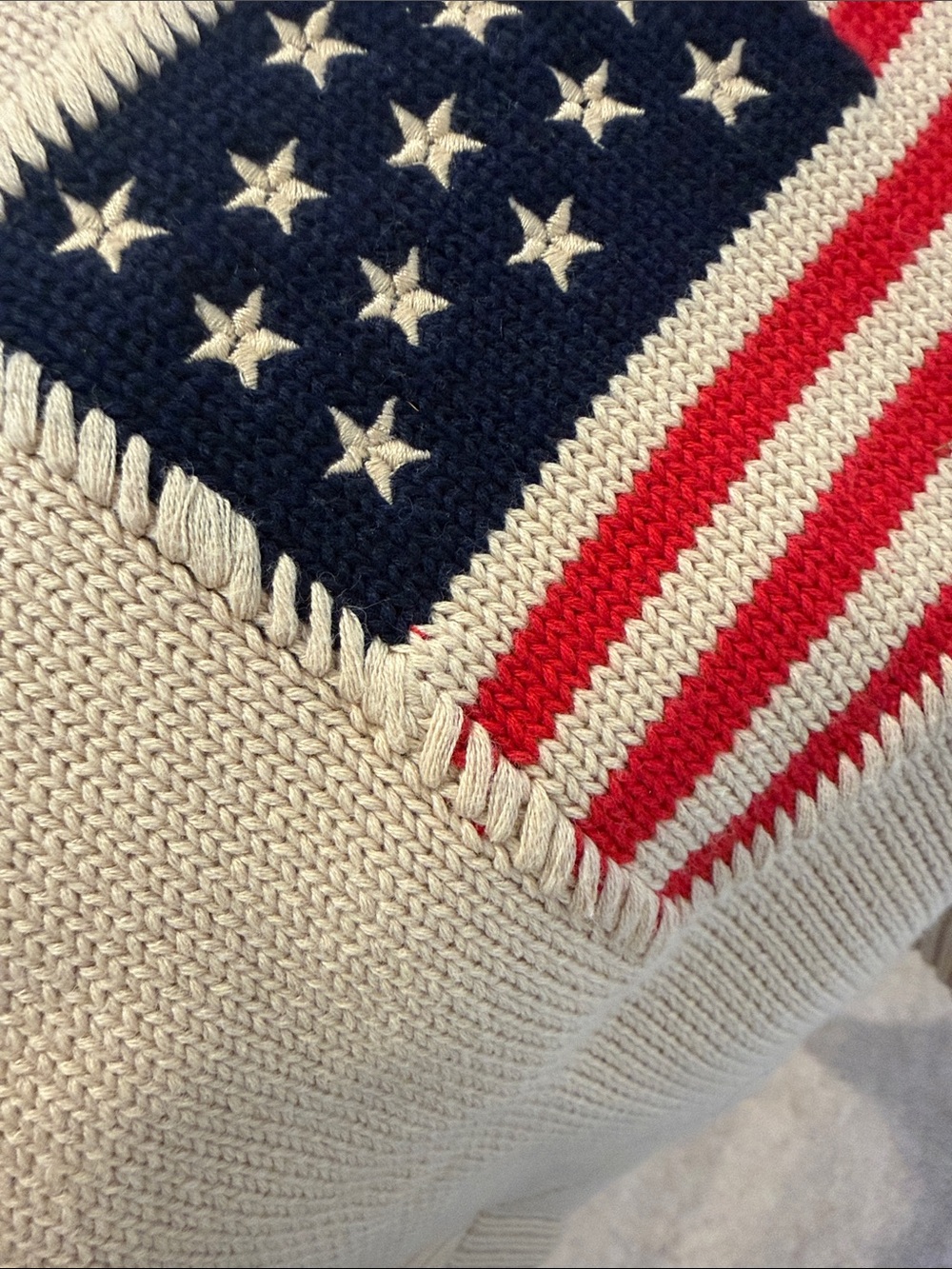 Tuckernuck Cropped Beachwood Cotton Americana Sweater large - Picture 6 of 11